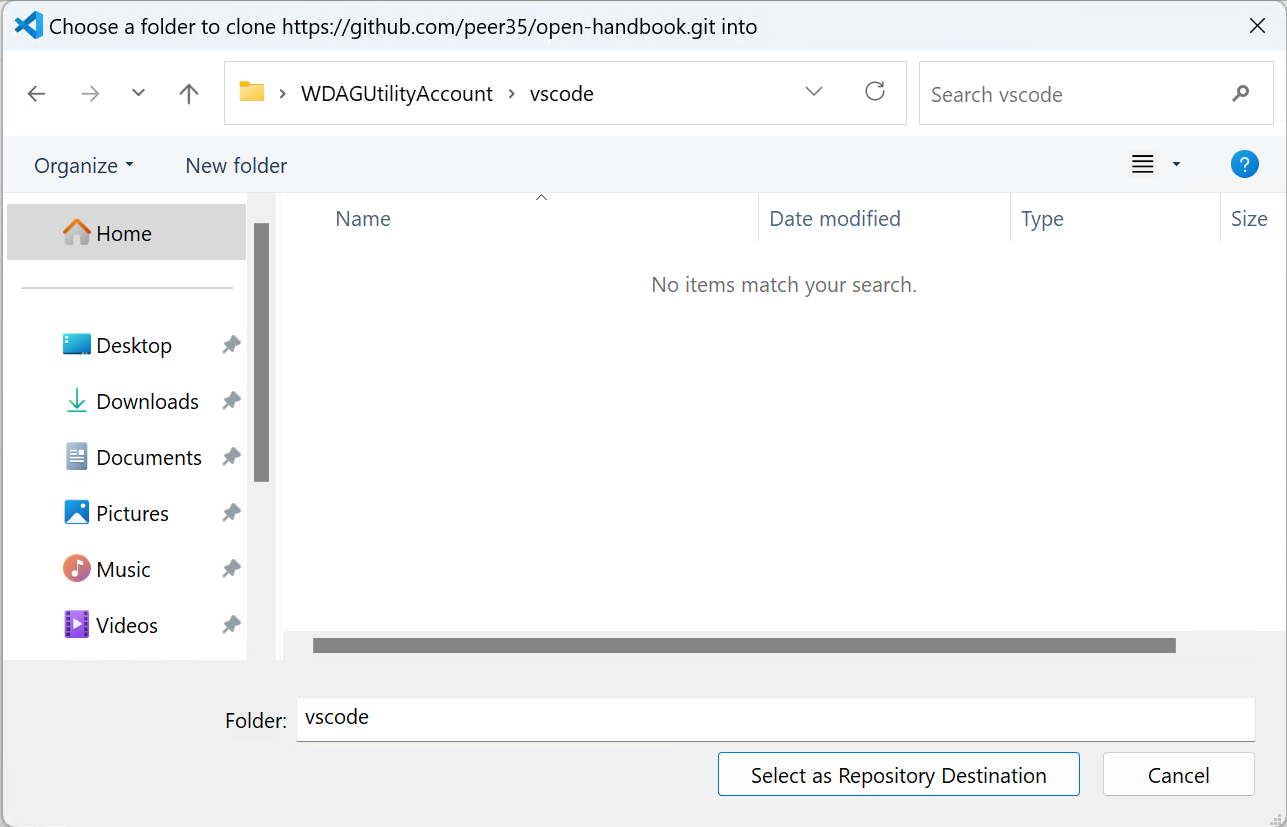 Clone to code folder
